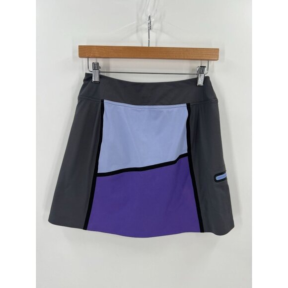 Title Nine Women XS Colorblock Pocket Gray Purple Stretch Activewear Skort - Picture 1 of 9